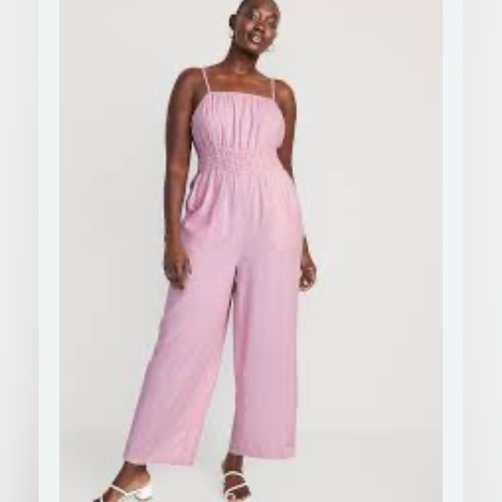 Old Navy Waist Defining Linen Blend Pink Jumpsuit - Picture 6 of 6